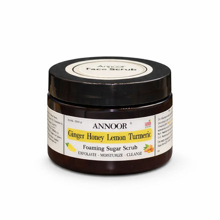 Annoor Foaming Sugar Scrub – Ginger Honey Lemon Turmeric - Gentle Exfoliation (6.5 oz / 185 g)