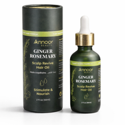 Aceite capilar Annoor® de jengibre y romero – Nutre, fortalece y revitaliza el cuero cabelludo – Aceite espesante para el crecimiento del cabello con argán, ricino y jojoba orgánicos – 60 ml – Para todo tipo de cabello