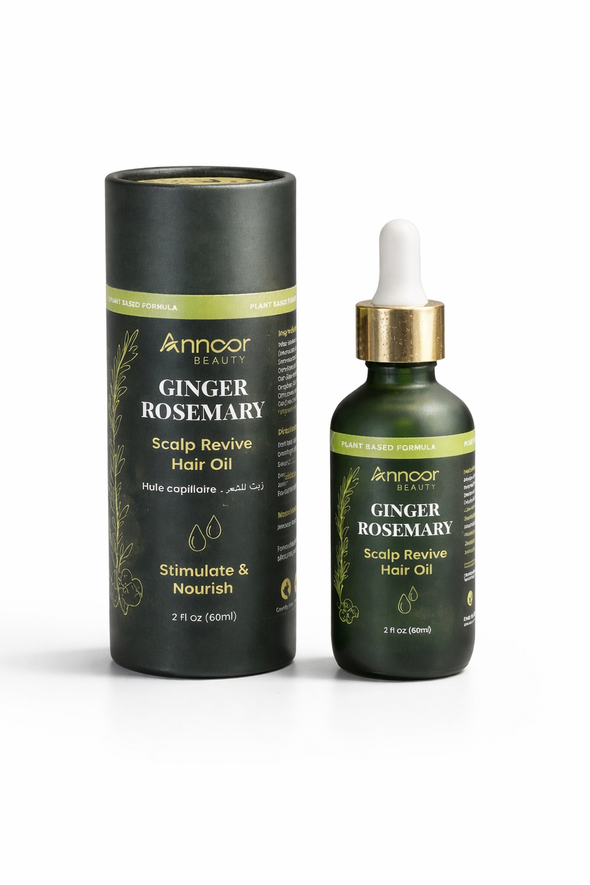 Annoor® Ginger Rosemary Hair Oil – Nourish, Strengthen & Revitalize Scalp – Hair Growth–Inspired Thickening Oil with Organic Argan, Castor & Jojoba – 2 fl oz – For All Hair Types