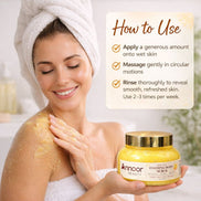 Exfoliante de azúcar espumoso con cúrcuma, limón, miel y manteca de karité Citrus Gold – Exfoliante corporal iluminador e hidratante para una piel radiante