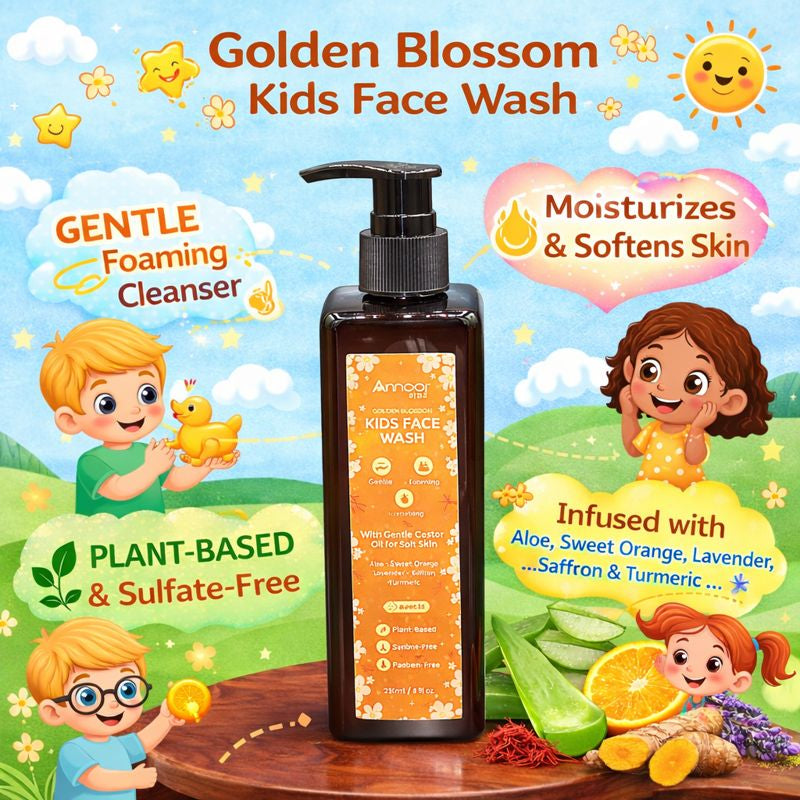 Annoor Beauty Golden Blossom Kids Face Wash (Gentle Foaming Cleanser) – 250 mL / 8 fl oz