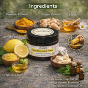 Exfoliante de azúcar espumoso Annoor – Jengibre Miel Limón Cúrcuma - Exfoliación suave (6.5 oz / 185 g)