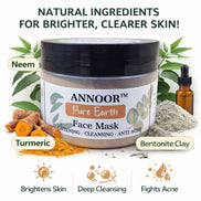 ANNOOR Polvo Mascarilla Facial Pura Tierra – Iluminador, Limpieza Profunda y Tratamiento Anti-Acné