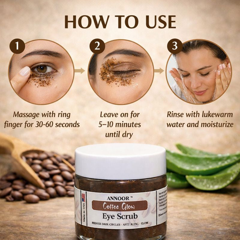 Under Eye Scrub – Coffee Glow Exfoliating Eye Scrub with Coffee, Aloe Vera & Honey