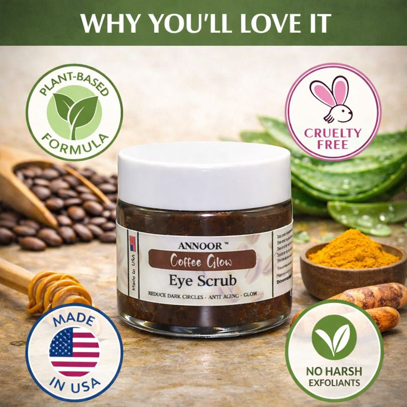 Under Eye Scrub – Coffee Glow Exfoliating Eye Scrub with Coffee, Aloe Vera & Honey