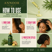 Aceite capilar Annoor® de jengibre y romero – Nutre, fortalece y revitaliza el cuero cabelludo – Aceite espesante para el crecimiento del cabello con argán, ricino y jojoba orgánicos – 60 ml – Para todo tipo de cabello