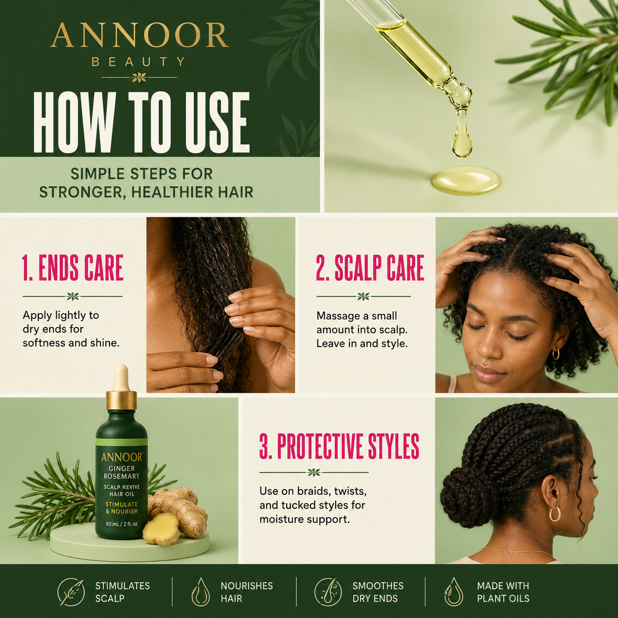 Annoor® Ginger Rosemary Scalp & Hair Strengthening Oil – 2 fl oz