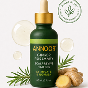 Aceite capilar Annoor® de jengibre y romero – Nutre, fortalece y revitaliza el cuero cabelludo – Aceite espesante para el crecimiento del cabello con argán, ricino y jojoba orgánicos – 60 ml – Para todo tipo de cabello