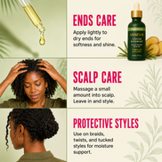 Aceite capilar Annoor® de jengibre y romero – Nutre, fortalece y revitaliza el cuero cabelludo – Aceite espesante para el crecimiento del cabello con argán, ricino y jojoba orgánicos – 60 ml – Para todo tipo de cabello