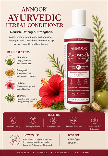 Annoor Ayurvedic 4-Step Haircare Set – Herbal Shampoo, Conditioner, Ginger Rosemary Scalp Oil & Root Repair Hair Mask – Plant-Based Hair Routine for Frizz, Shine, Dry Hair & Scalp Care