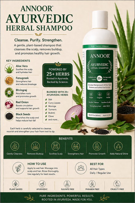 Annoor Ayurvedic 4-Step Haircare Set – Herbal Shampoo, Conditioner, Ginger Rosemary Scalp Oil & Root Repair Hair Mask – Plant-Based Hair Routine for Frizz, Shine, Dry Hair & Scalp Care
