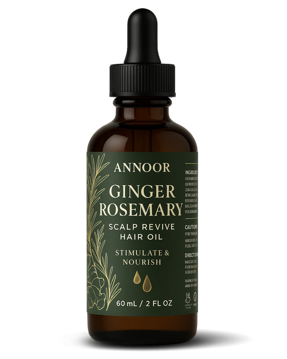 Annoor® Ginger Rosemary Hair Oil – Nourish, Strengthen & Revitalize Scalp – Hair Growth–Inspired Thickening Oil with Organic Argan, Castor & Jojoba – 2 fl oz – For All Hair Types