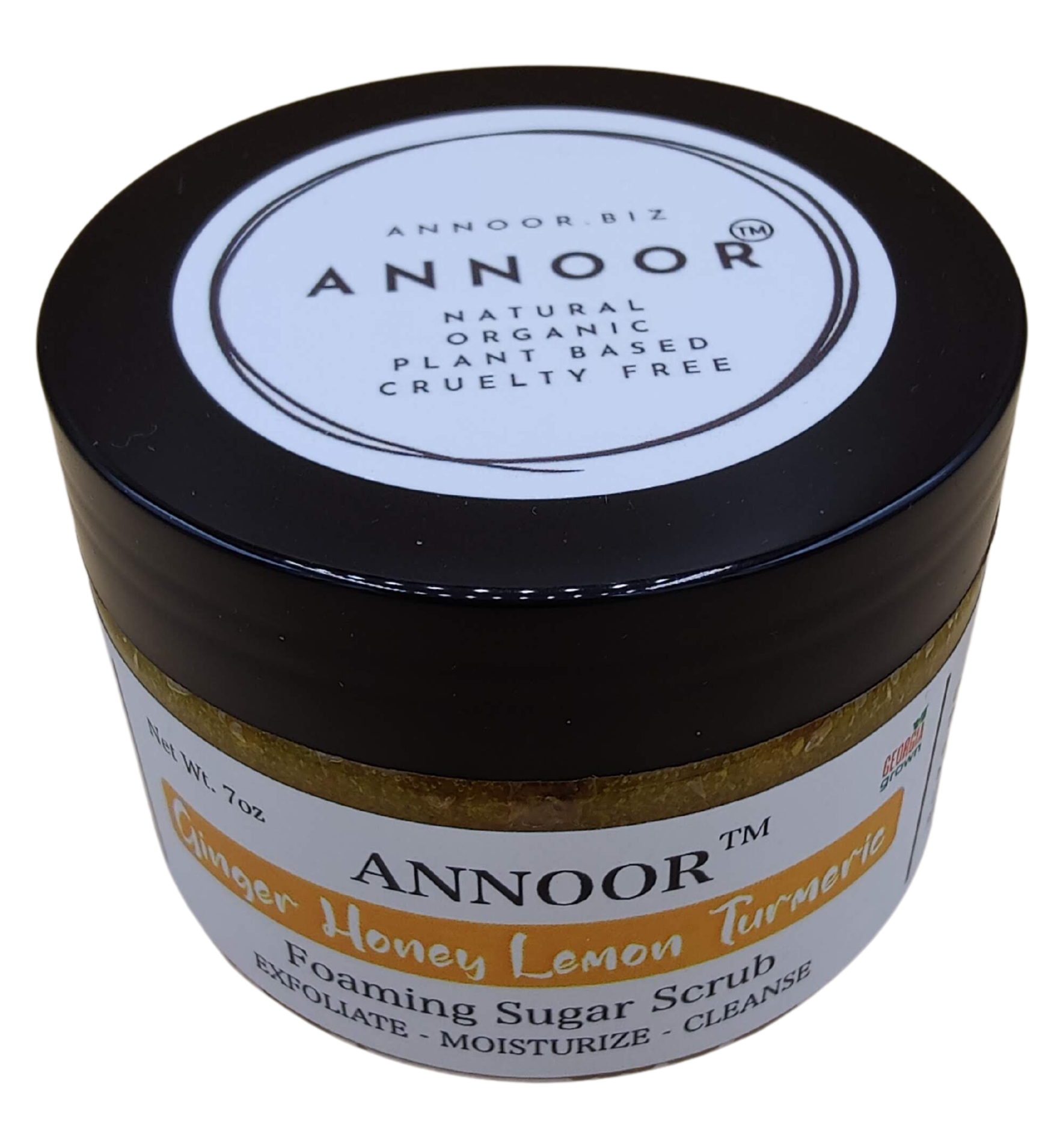 Organic Foaming Sugar Scrub by Annoor - 7 Oz|Ginger, Honey, Lemon, Turmeric |No Parabens, Sulphates, No Harmful Chem |Face and Body Exfoliating