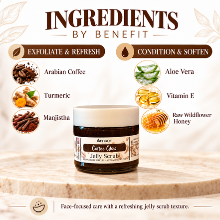 Exfoliante para Ojos – Exfoliante Ojos Coffee Glow con Café, Aloe Vera y Miel