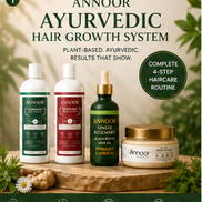 Annoor Ayurvedic 4-Step Haircare Set – Plant-Based Hair Routine for Frizz, Shine, Dry Hair & Scalp Care