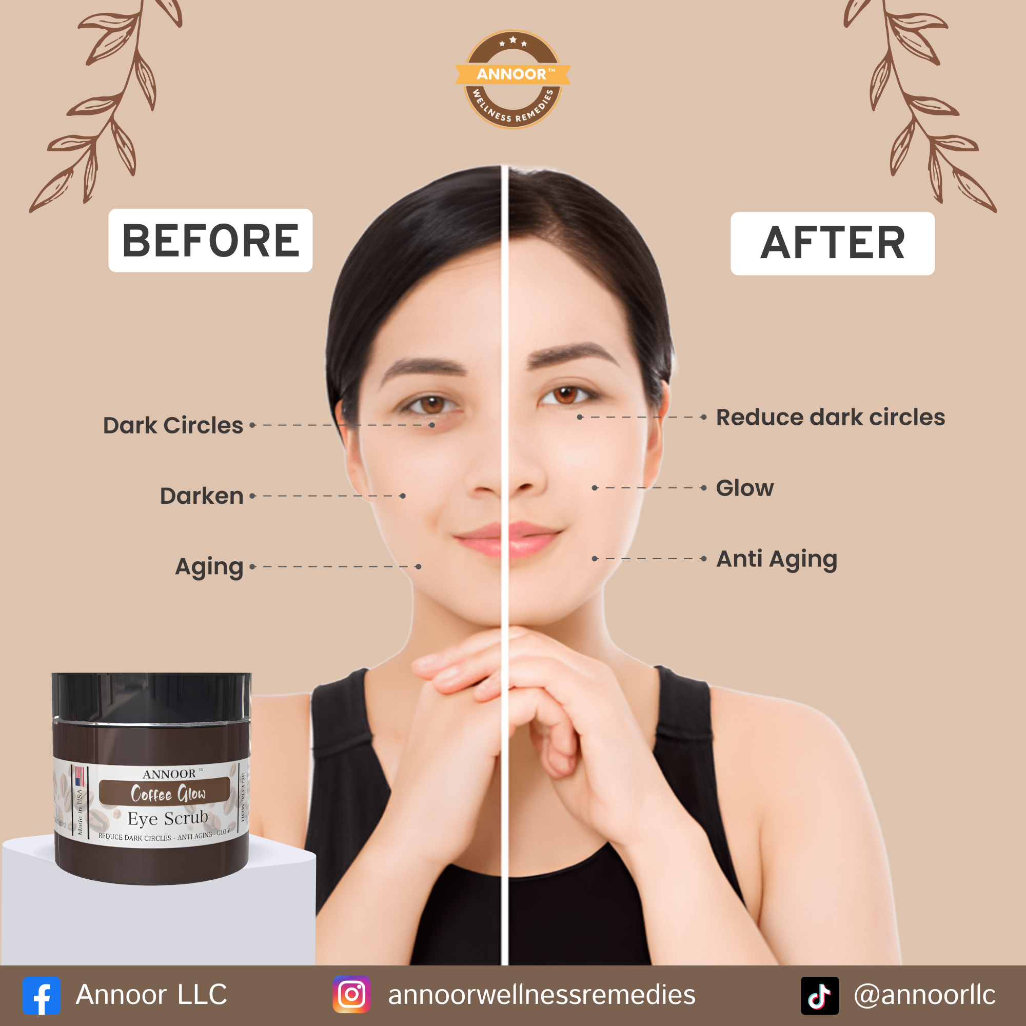Annoor Coffee Glow Eye Scrub – Brightening & Smoothing Under-Eye Polish