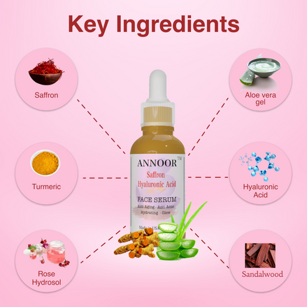 Annoor Saffron Hyaluronic Acid Face Serum – Hydrating, Brightening & Radiance Boost