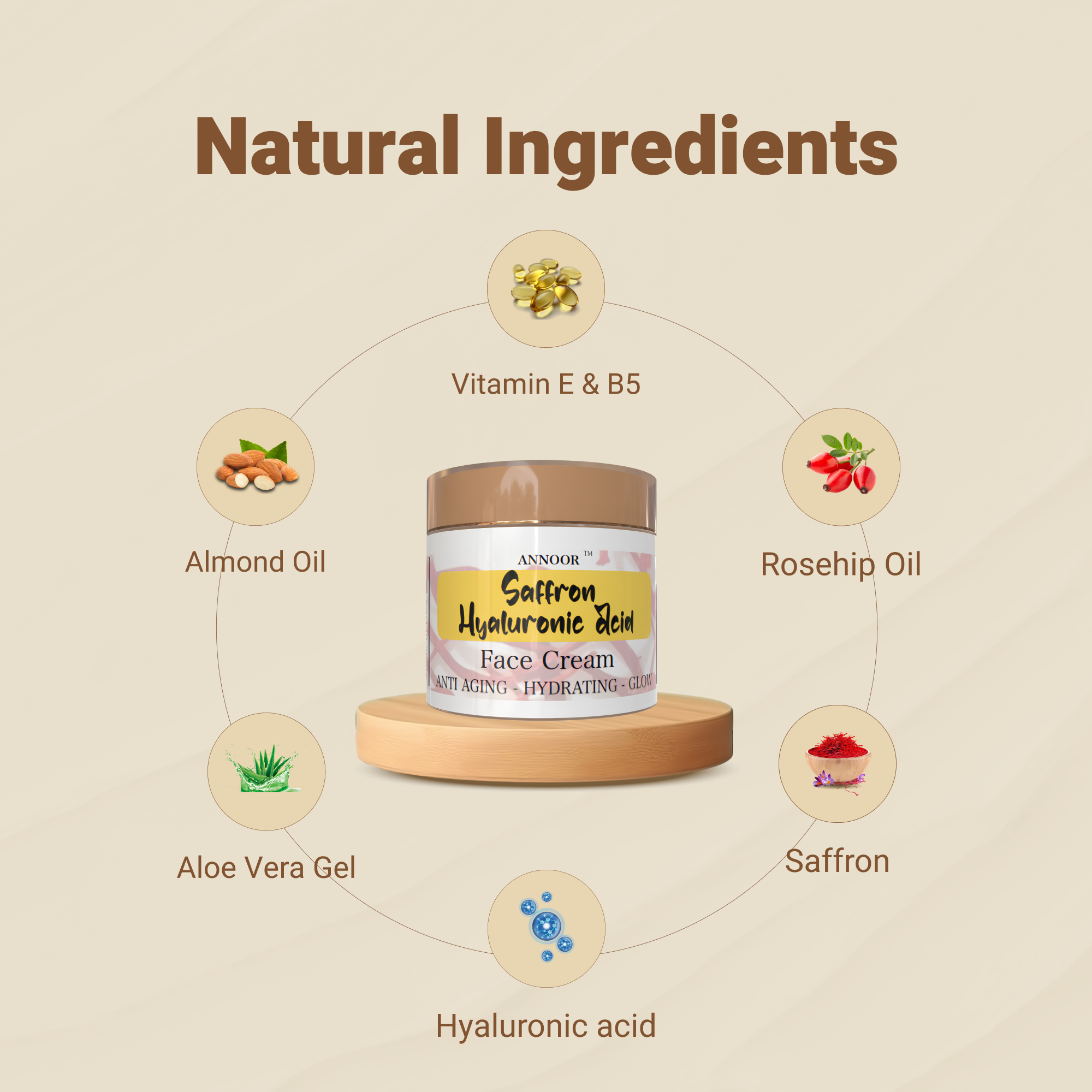 Annoor Saffron Hyaluronic Acid Face Cream – Hydrating, Brightening & Radiance Boost