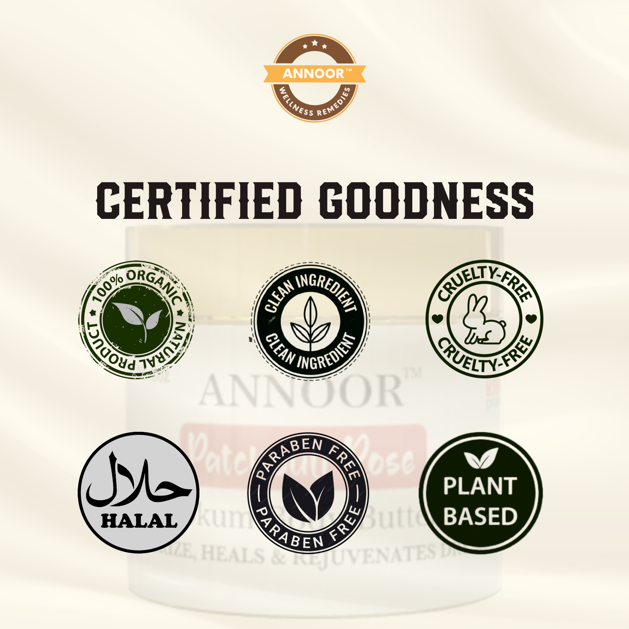 Annoor Hydrating Body Butter – Kokum Butter with Rose & Patchouli for Dry Skin (4 oz)