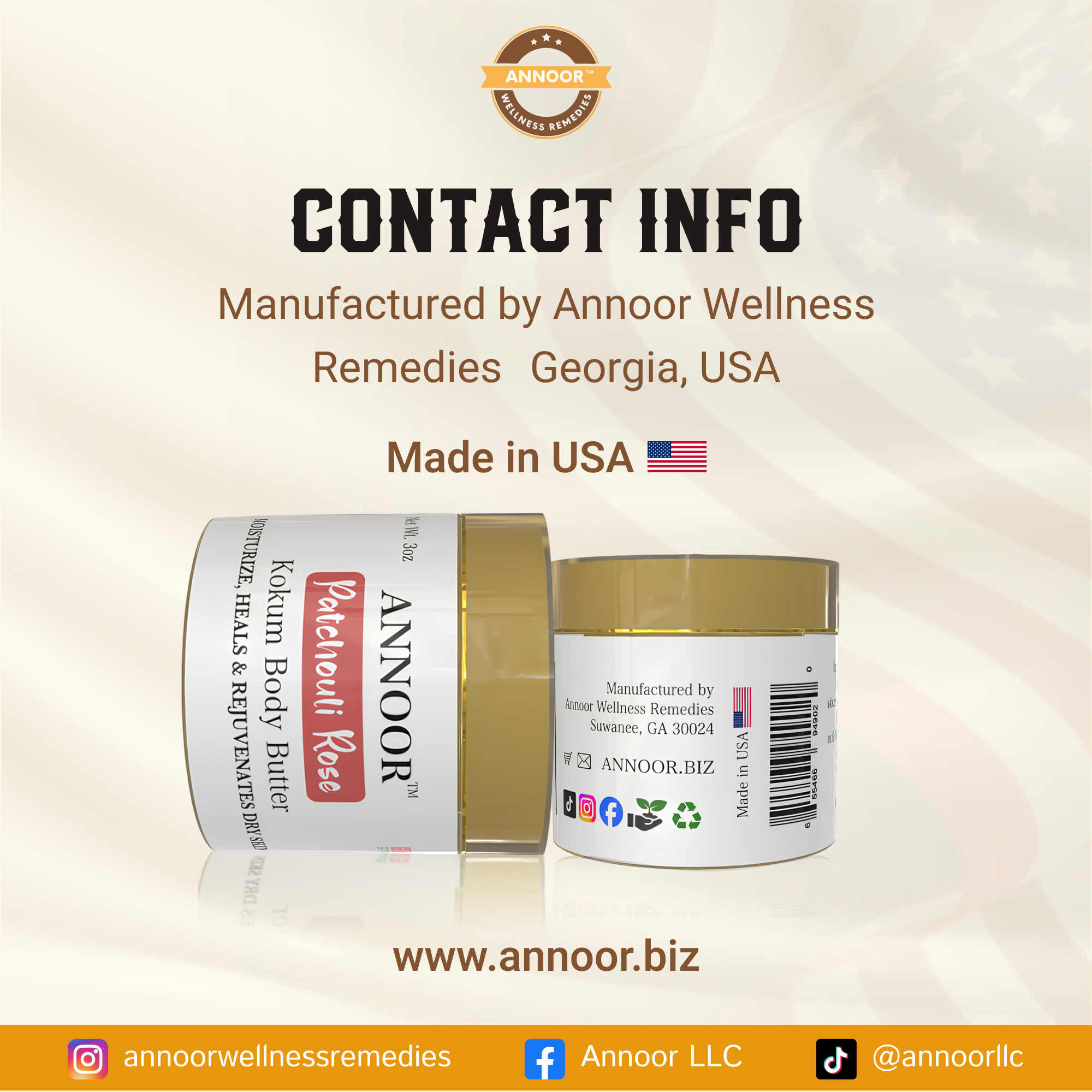 Annoor Hydrating Body Butter – Kokum Butter with Rose & Patchouli for Dry Skin (4 oz)